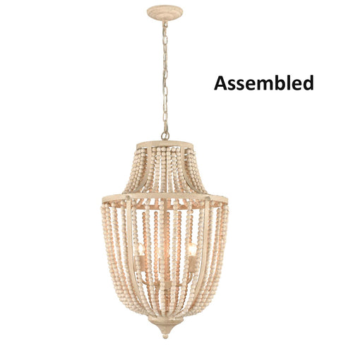Rustic Chandelier 3 Lights Wood Beaded Chandeliers Lights Fixture